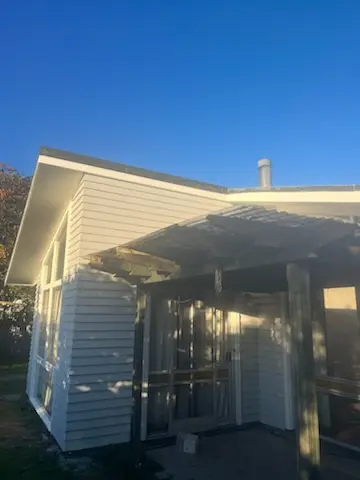 Front of house being painted